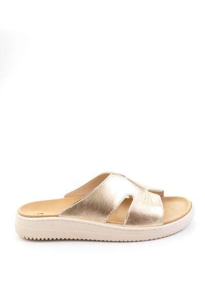 Bambi Χρυσές γυναικείες παντόφλες από γνήσιο δέρμα K04694025003