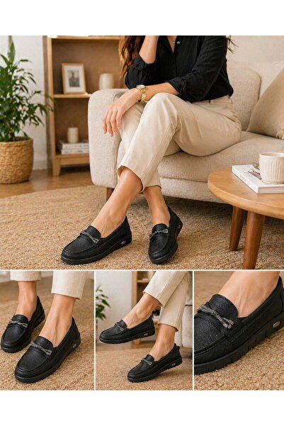 Wanetti ELEGANCE SERİSİ MİNİMAL ŞIK TAŞ DETAYLI DOLGU TABAN LOAFER