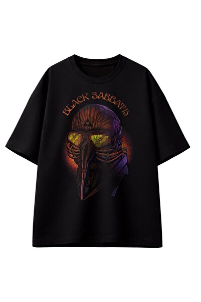 Fuddy Moda Μπλουζάκι Unisex Oversize με στάμπα μάσκας αερίων Black Sabbath κα...