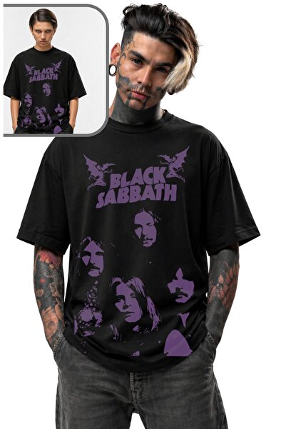 Fuddy Moda Μπλουζάκι Unisex Oversize με στάμπα της ροκ μπάντας Black Sabbath ...