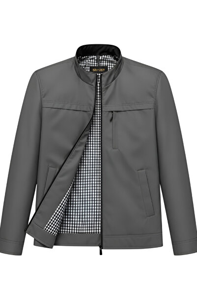 SİVAİST Men's Gray Two Inner Pockets Bonded Water and Wind-Proof Seasonal & S...