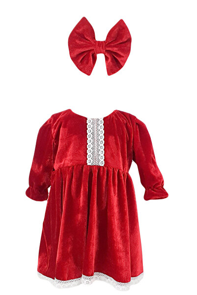 fantasialand Rochie catifea pentru botez culoare rosie