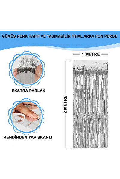 magicool Silver Color Extra Metallized Shiny Fringed Background Curtain Impor...
