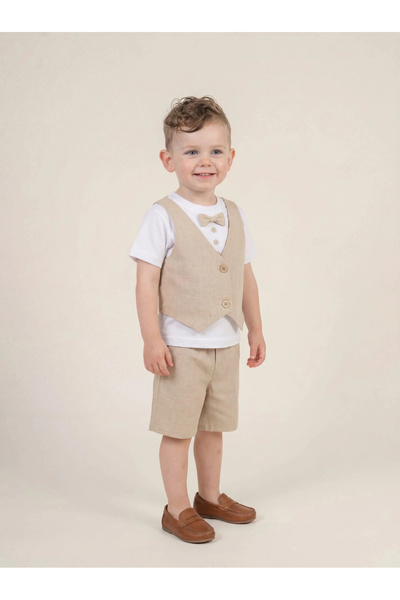 Bontino Set de tricou și pantaloni scurți pentru bebeluși, 100% bumbac, cu as...