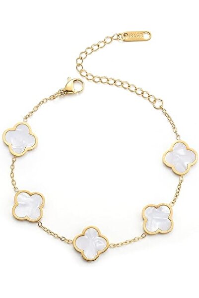 Tempo 18k Gold Color Plated Clover Chain Bracelet for Women Girls, Adjustable...