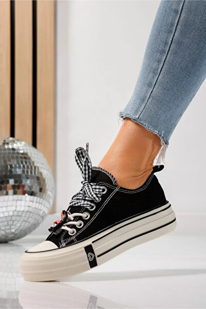 Zaira Γυναικεία μαύρα υφασμάτινα σνίκερς Αμέλια # 25236 - 40