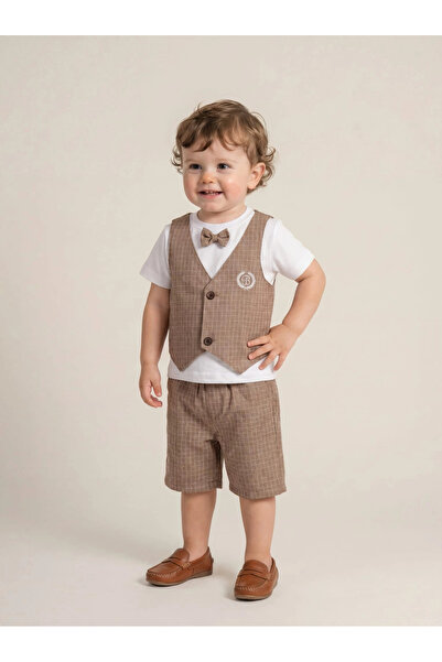 Bontino Set de tricou și pantaloni scurți pentru bebeluși, 100% bumbac, cu as...