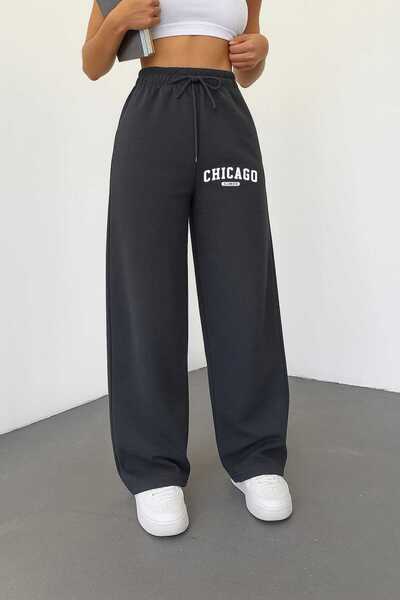 Le Vion Γυναικείο φαρδύ παντελόνι φόρμας με φαρδιά μπατζάκια, χαλαρό, ψηλόμεσ...