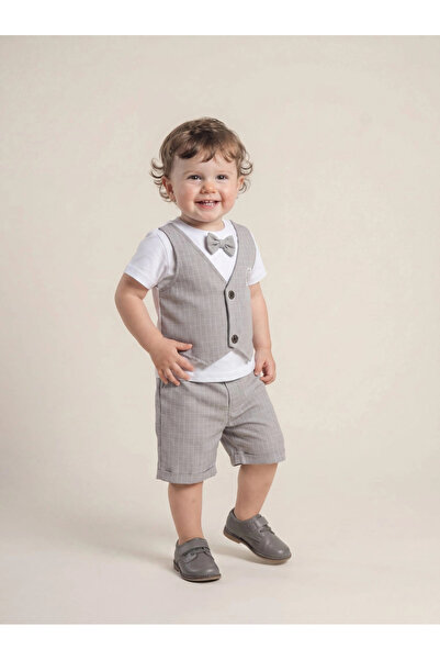 Bontino Set de tricou și pantaloni scurți pentru bebeluși, 100% bumbac, cu as...