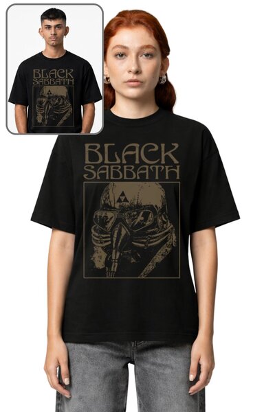 Fuddy Moda Μπλουζάκι Unisex με στάμπα Black Sabbath, Υπερμεγέθες μπλουζάκι με...