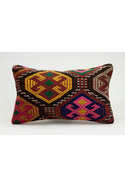 Kilim Whole Sale غطاء وسادة مصنوع يدويًا من السجاد القديم، صوف، 30x50 سم