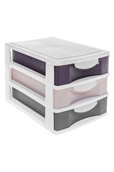 OEM Colorful Plastic Desk Organizer Box with 3 Drawers 22x15x19cm
