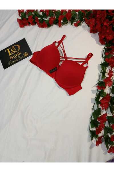 T&D BUTİK LOVE BOX TD82 dolgulu çapraz sütyen 95 kırmızı