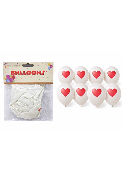 ENG PARTİ DÜNYASI 10 Pieces of Heart-Printed White Party Balloons – Romantic ...