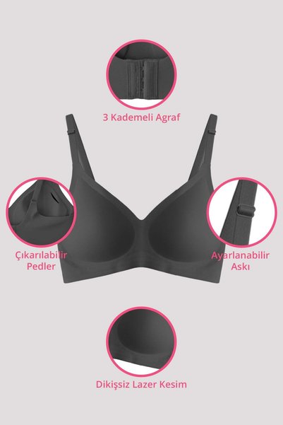 Cottonhill Seamless Bra - Soft | Lazer Kesim Balensiz Ayarlanabilir Askılı Dikişsiz Kadın Sütyen 2'li Paket