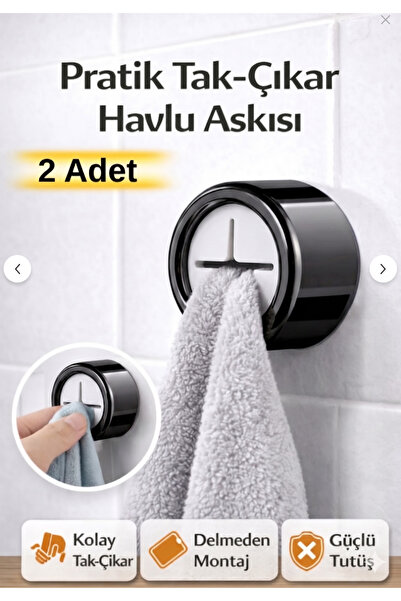 LUCES DESİGN Pratik Tak-Çıkar Havlu & Bez Askısı - 2 Adet (Kendinden Yapışkan...
