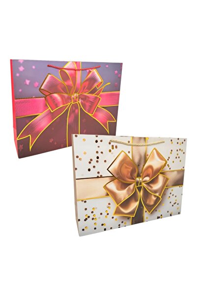 AFO Set 12 Pungi Cadou Dreptunghiulare Mijlocii cu Fundita Mixt 31x41x12