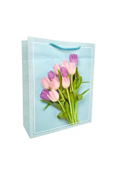 AFO Set 12 Pungi Cadou Lalele cu Glitter Bleo 26x32x10