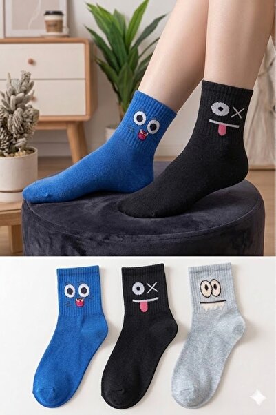Socks Stores 3 ζευγάρια πολύχρωμες κάλτσες unisex με σχέδια Emoji, βαμβακερές...