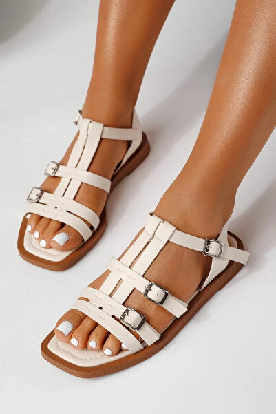 Zaira Γυναικεία μπεζ χαμηλοτάκουνα σανδάλια από οικολογικό δέρμα Azura # 2516...