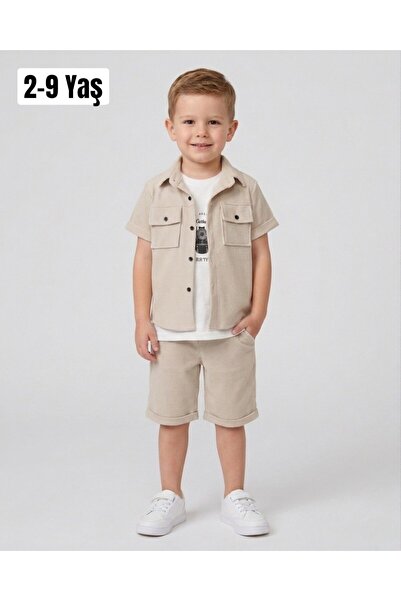 Ege Bebek Boys' Summer 3-Piece Knitted Stylish Holiday Cool Set with Shorts a...