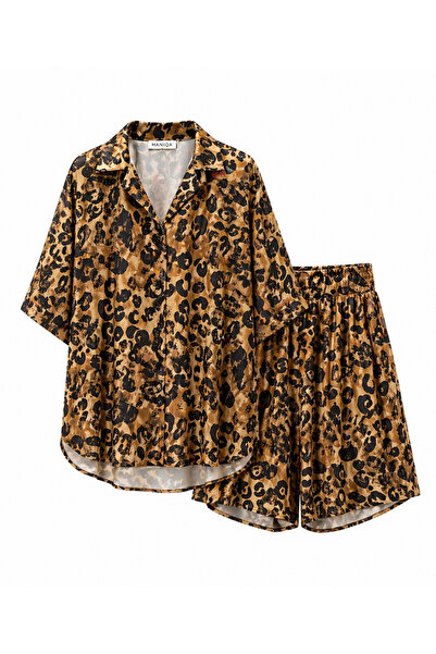 HANIQA Set pantaloni scurți cu model albastru pentru femei-1066