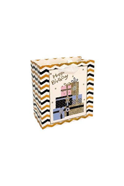 AFO Set 12 Pungi Cadou Model Happy Cadouri Gold 14x15x7cm