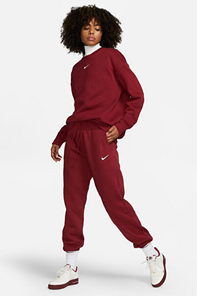 Nike Phoenix Fleece Pant bordo Oversize Kadın Eşofman Altı (yousportswear)