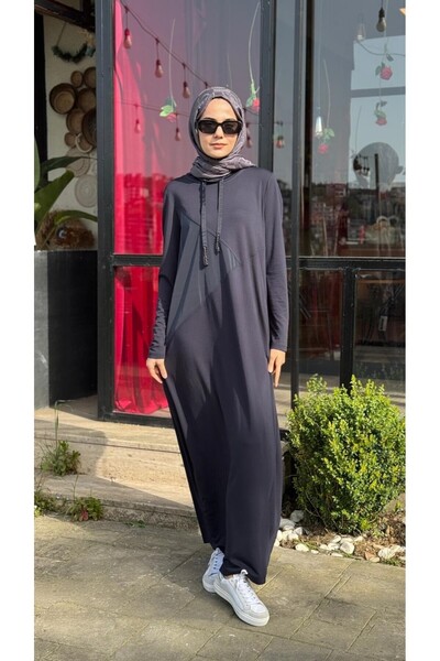 Nurcan Çetin 26124 Φόρεμα ολόσωμο με γιακά με κορδόνια και διακοσμητικά στοιχεία