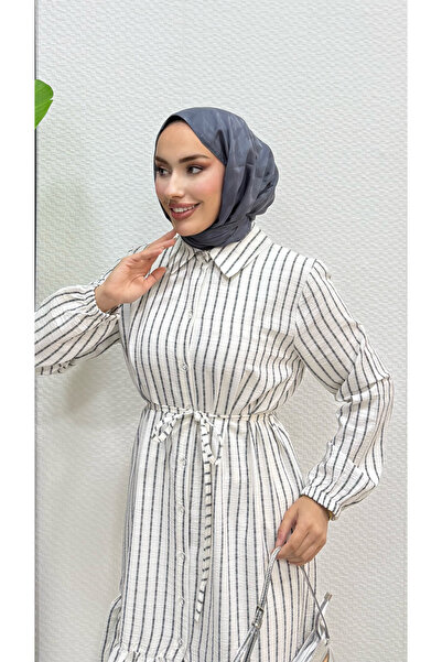 Moda Gazel çizgili fırfırlı gölmek