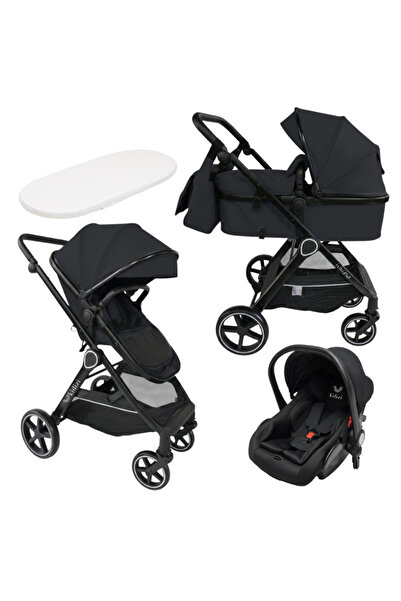 Kidizi Καρότσι μωρού Moveo μαύρο 3-σε-1, μετατρέψιμο σε καρότσι αθλητικού τύπ...