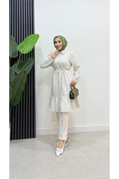 Moda Gazel çizgili fırfırlı gölmek