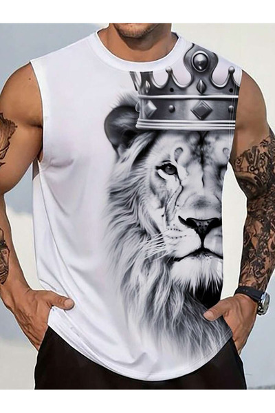 bellanova Baskılı Kolsuz tshirt Erkek Sıfır Kol Giyim Spor Giyim Oversize T-S...
