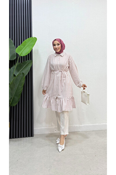 Moda Gazel çizgili fırfırlı gölmek