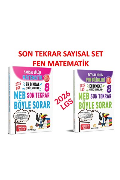 SİNAN KUZUCU YAYINLARI SON TEKRAR 2026 LGS SAYISAL FEN VE MATEMATİK SORU BANKASI