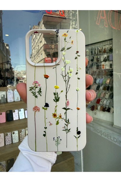 OVADA Iphone 16 Pro Max Uyumlu Sarmaşık Çiçek Baskılı Tasarım Silikon Telefon...