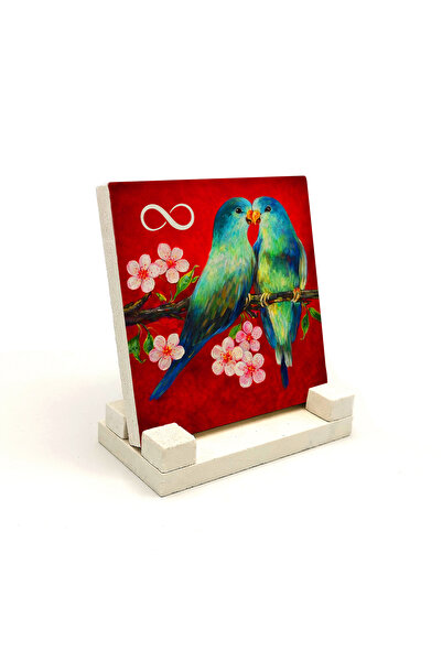 Sadrazam Επιτραπέζια θήκη από πέτρα με σχέδιο πουλιών 10x10 1G-2Bird