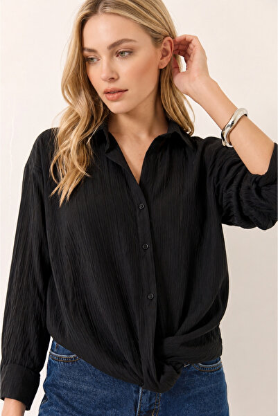 BORCKA TEKSTİL Βαμβακερό πουκάμισο με λεπτομέρεια από κορδόνι και λεπτομέρεια...