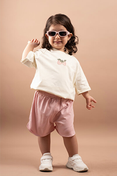 VAUVA Summer Girls' Embroidered Oversize Set with Shorts, 100% Cotton, Ages 1-6