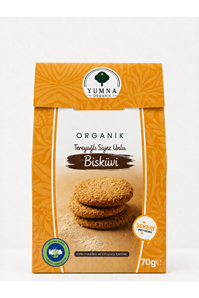 Yumna Organik Organik Sertifikalı Tereyağlı Siyez Unlu Bisküvi Katkısız 70Gr.