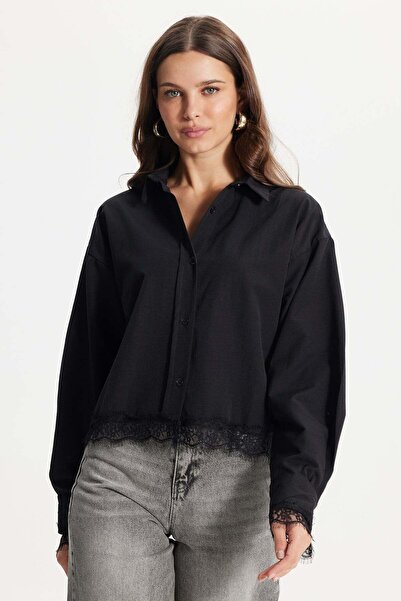 Tudors Γυναικείο πουκάμισο κανονικής εφαρμογής, κλασικής γραμμής, με δαντέλα ...