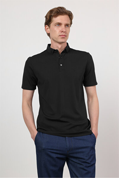 İmza Μαύρο ιταλικό κοντομάνικο μπλουζάκι χωρίς τσέπες, κανονική εφαρμογή 1011...