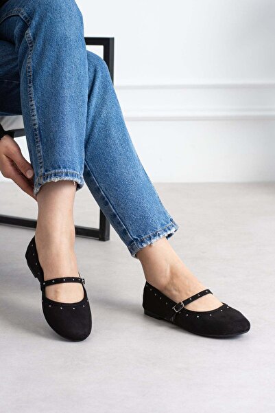 ShoeTek Hawsa Γυναικείες μπαλαρίνες με καρφίτσες, μπροστινό λουράκι και αγκρά...