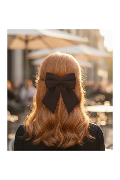 JZ MODA Dark Brown Chiffon Bow Automatic Clip-On Hairpin - Ribbon Hair Access...