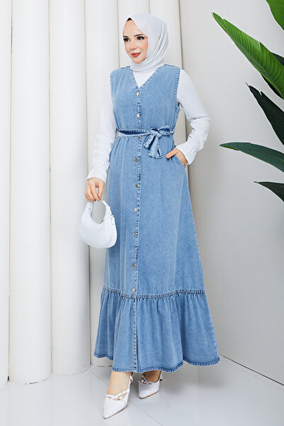 Pamuk Butik Γυναικεία τζιν φόρμα με πλαϊνές τσέπες