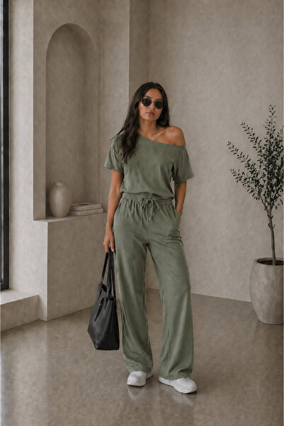 BARLİZ Set de top și pantaloni scurți de vară pentru femei, cu mâneci scurte,...