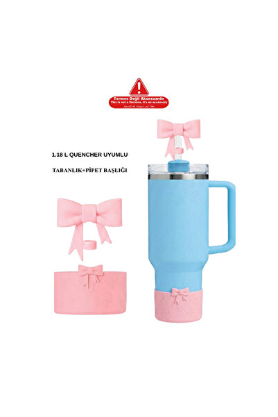 1.18 1.2 litre Uyumlu Yeni Nesil Pipetli Termos Uyumlu Fiyonklu Taban + Fiyonk Pembe