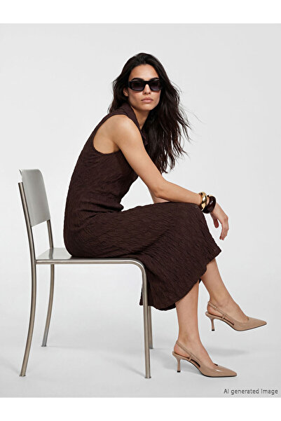 LC Waikiki Brown Textured Soft Touch Shirt Dress
