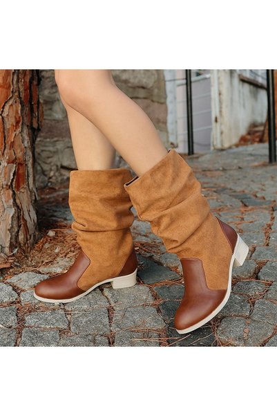 Generic Brand Jolin Tan Skin Suede Detailed Boots
