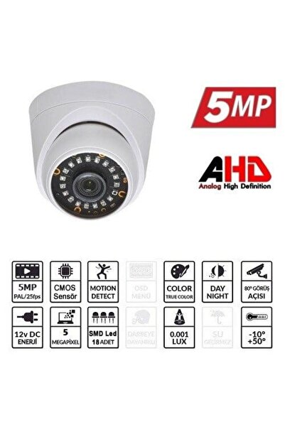 Genel Markalar EZ-5025HD 5 MP 3.6MM LENS AHD DOME KAMERA